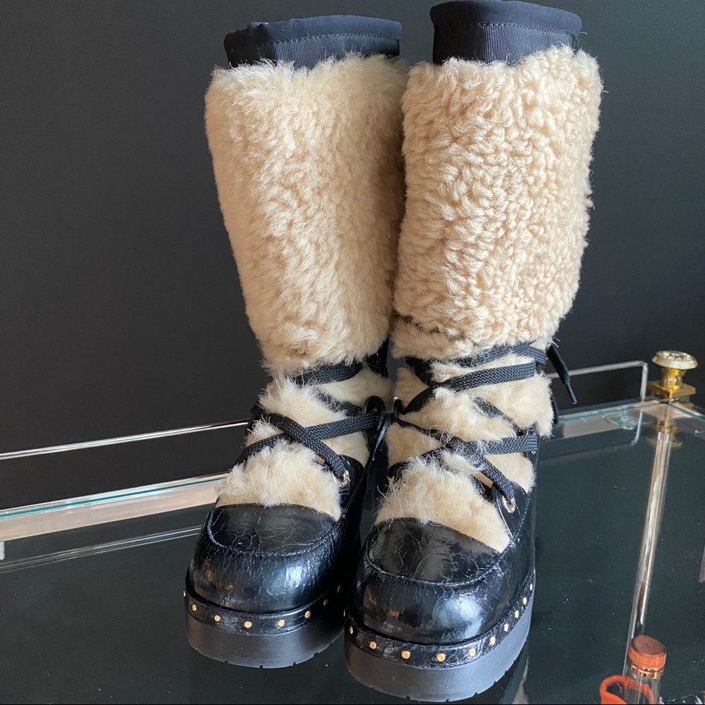Chanel Shearling Crackled Sheepskin Boots - Picture 8 of 8